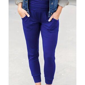 🍒 2/$20 🍒  Royal Blue High-Waisted Joggers With Pockets & Elastic Cuffs sz XXL